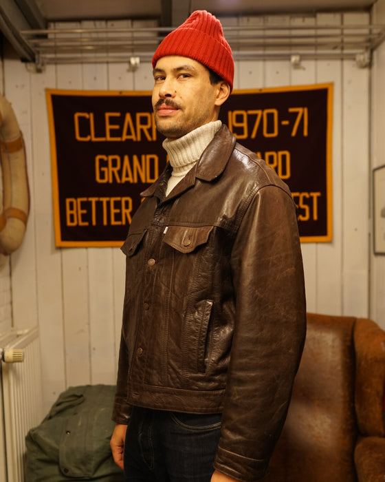 Levi's Leather Trucker Jacket Brown (XL)