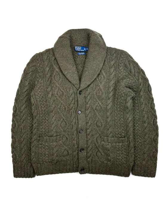 Polo Ralph Lauren Moss Green Hand Knitted Cardigan (XL)