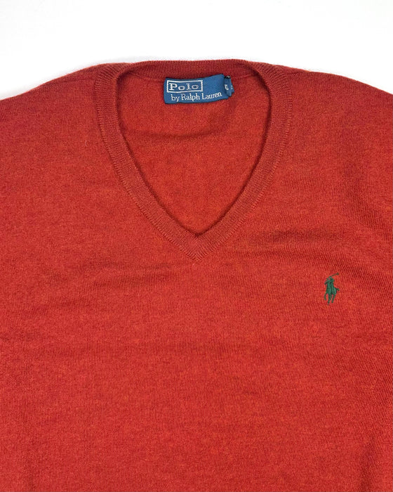Polo Ralph Lauren Burnt Orange V-neck Sweater (XL)