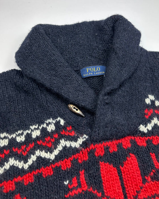 Polo RL Patterned Knitted Shawl Collar Sweater (L)