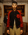 Black and Red Wool Varsity Jacket (M)