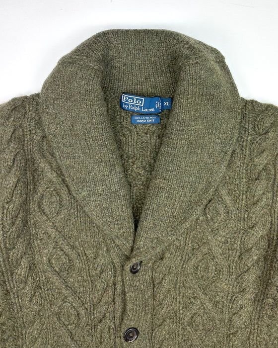 Polo Ralph Lauren Moss Green Hand Knitted Cardigan (XL)