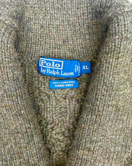 Polo Ralph Lauren Moss Green Hand Knitted Cardigan (XL)