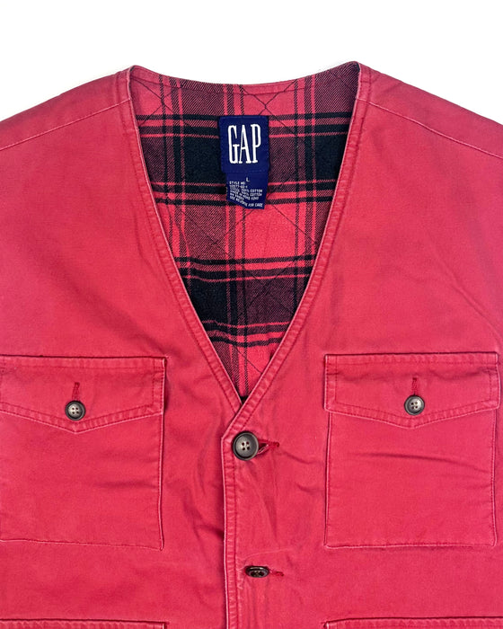 GAP Tartan Lined Red Vest (L)