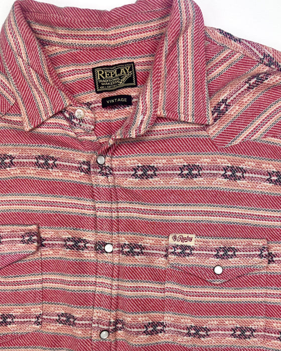 Replay Faded Red Western Shirt (L)